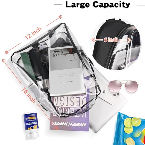 Clear Backpack - Clear Backpacks for School Large Transparent Bookbag for College Work, Black 16 inch2