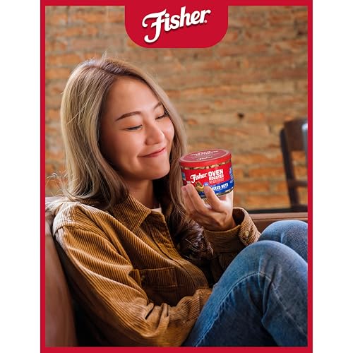 Image of Fisher Snack Oven Roasted Never Fried, Almonds, Cashews, Pecans, Pistachios, Made with Sea Salt, Deluxe Mixed Nuts, 8.75 Oz