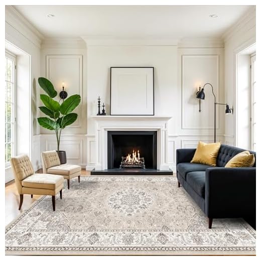 Elegant Washable Oriental Living Room Rug