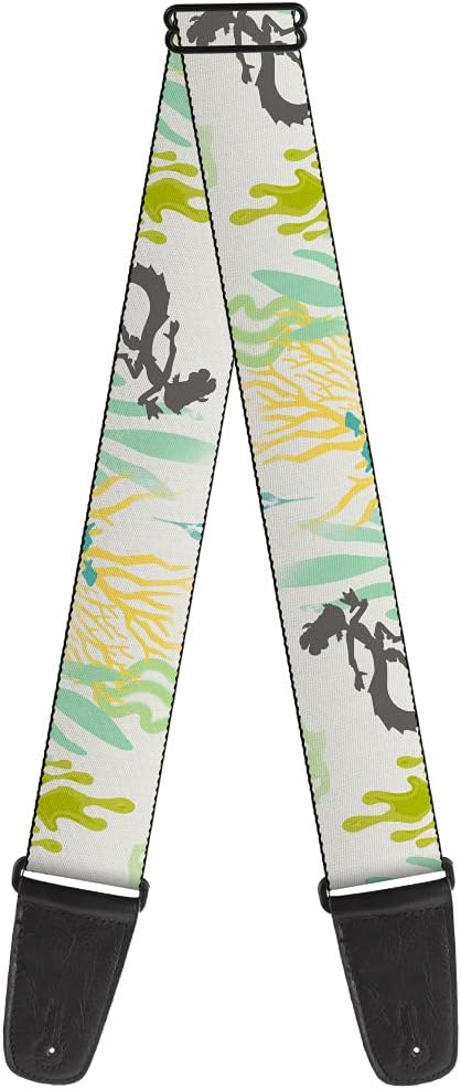 Buckle-Down Guitar Strap - Luca Alberto Sea Monster Underwater Silhouette White/Multi Color - 2" Wide - 29-54" Length