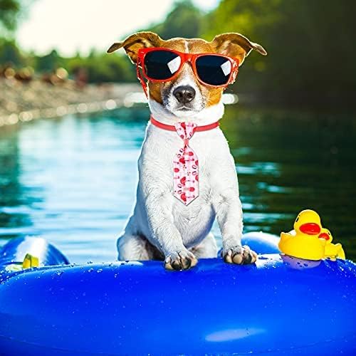 20 Pieces Summer Pet Bow Tie Collar Include 8 Pieces Adjustable Dog Cat Neck Ties and 12 Pieces Dog Bow Ties Collars in Hawaii Summer Style for Dogs Cats Casual Wearing (Fruit, Leaf Patterns)