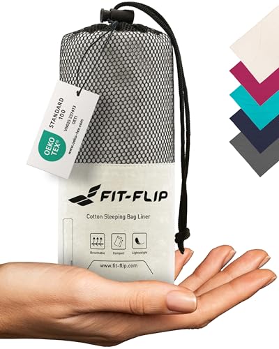 Fit-Flip Sábana Saco de Dormir - 100% Algodón - Saco Sábanas Ultraligero de 325 g con Compartimiento de Almohada agregado - Sábana de Viaje Compacto (Color: Bianco Natural)