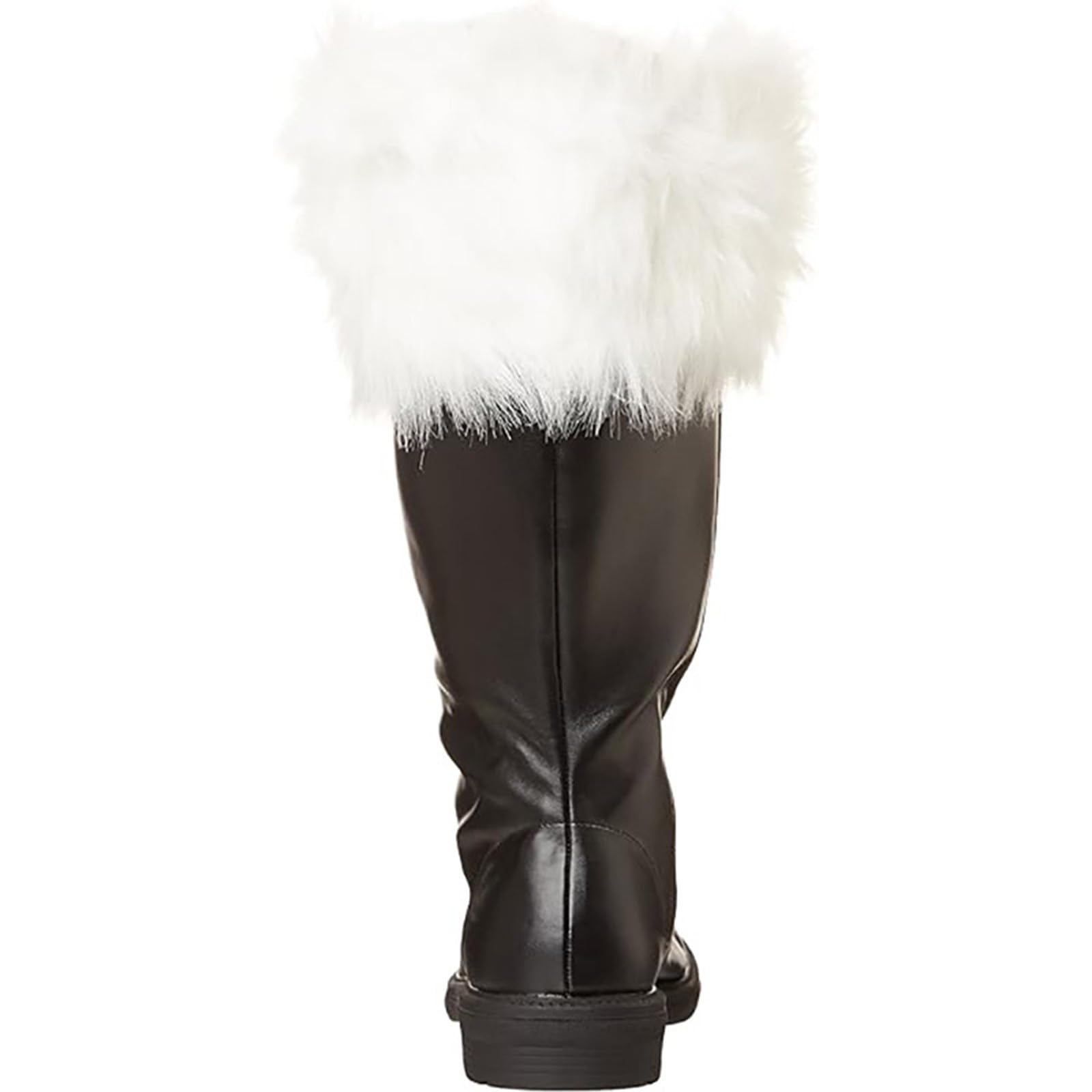 Botas de Papá Noel para hombre de pantorrilla ancha, con revestimiento blanco de piel sintética y cremallera lateral para disfraz de Navidad, accesorio Cosplay con puños blancos
