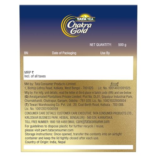 Image of Tata Tea Chakra Gold Premium Leaf, Rich Aroma & Taste, Black Tea With Leaf, 500 gram