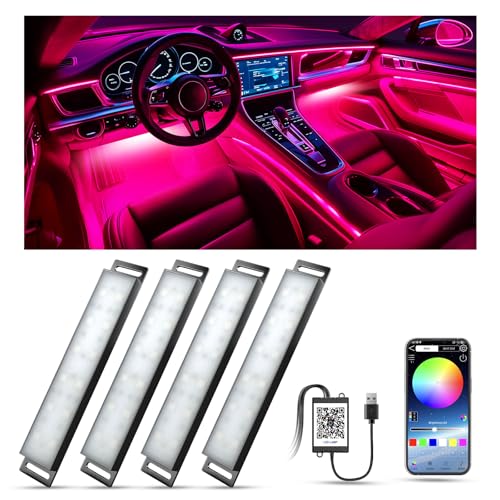 YiLaie Luces LED Coche USB, con 16 Millones de Colores de DIY, Función de Memoria de Colores y Modo Música, Modo de Escena, 4 en 1 luz Ambiente Coche, Regalos para Hombres y Mujeres, DC 5V