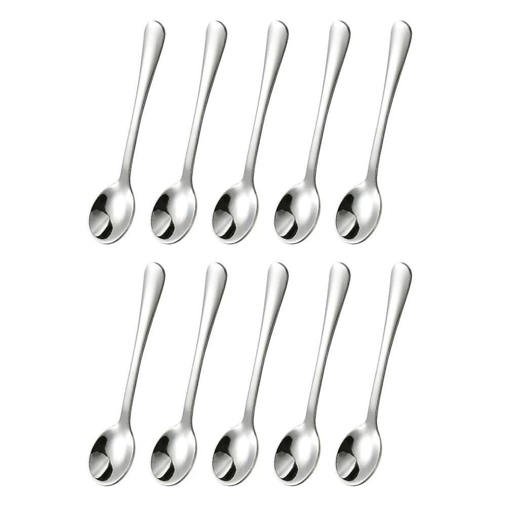 CTRLZS 10 PCS Condiment Spoons Stainless Steel Mini Spoons 3 Inches Cute Small Spoons Silver Tiny Spoon for Powder Spices Jars
