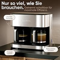 ProfiCook® Doppel Kaffeemaschine | 3,6L | bis zu 32 Tassen | 2 getrennte Brühsysteme | Edelstahlgehäuse | Nachtropfsicherung | Filterkaffeemaschine | 2000W | Coffee Machine | PC-KAD 1308 inox – Ansicht 3