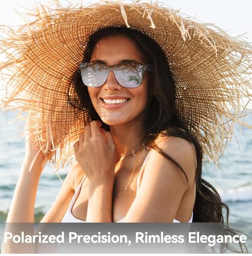 Image of UV400 Rimless One-Piece Lens Reflective Sun Glasses for Men & Women