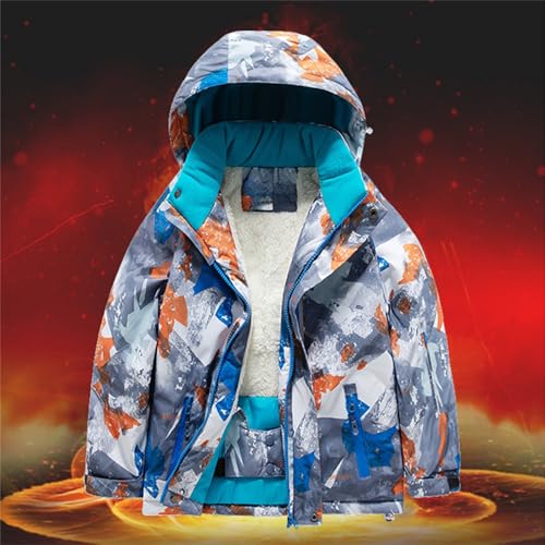 Boys Girls Winter Coat Hooded Ski Jacket Puffer Windbreaker Fleece Lined Snow Coat Thicken Warm Down Jacket for Kids4