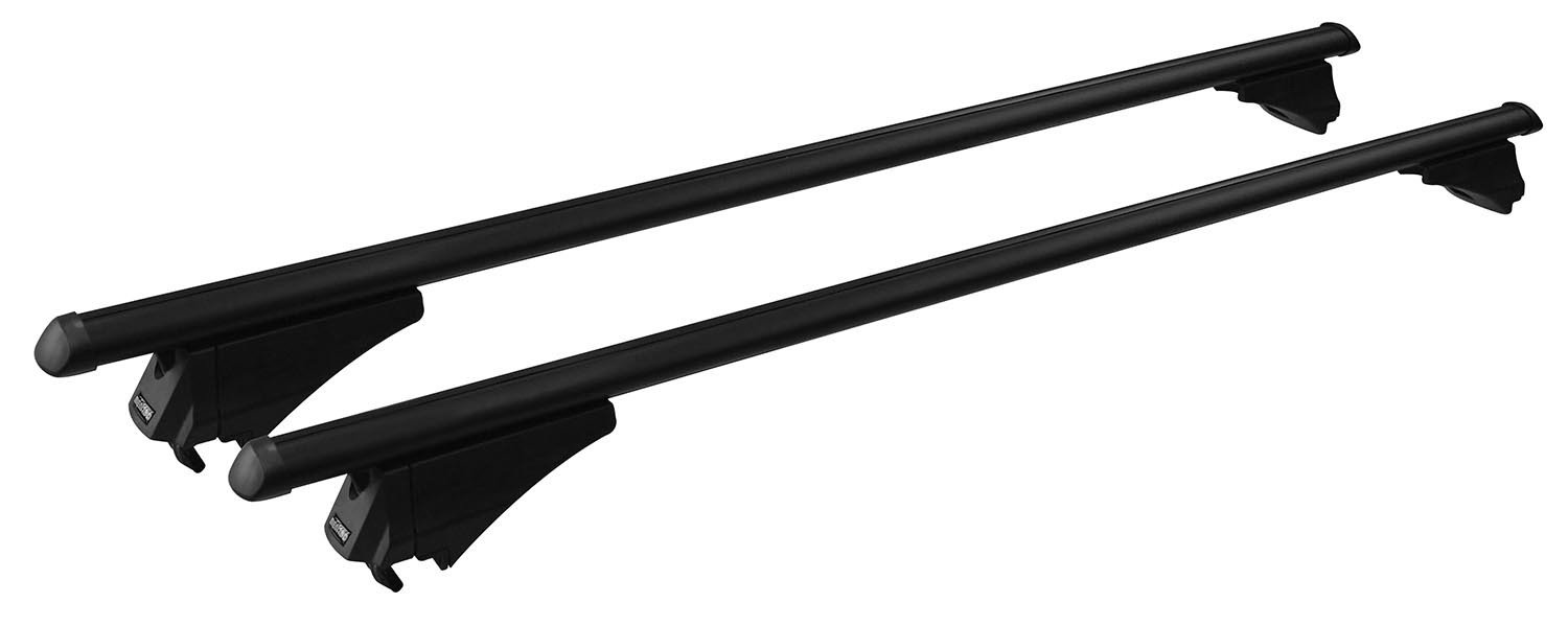 MENABO TIGER BLACK XL 000086000000 Barra Portatutto da Tetto nere, per Auto con Railing Aperti, Nero, 135 cm, Portata 75 kg, Sistema T-​Slot 20 mm