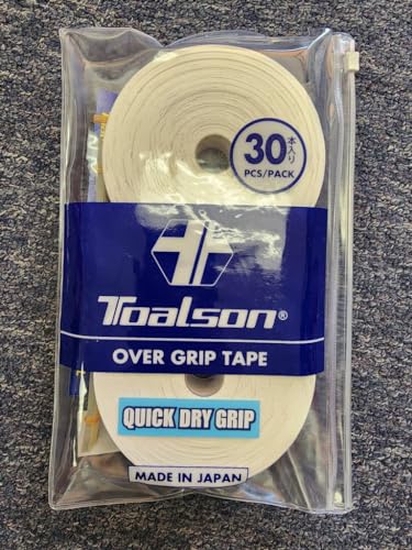 Toalson Quick Dry Grip Overgrip 30 Pack White Tennis Tacky Sweat Absorbant