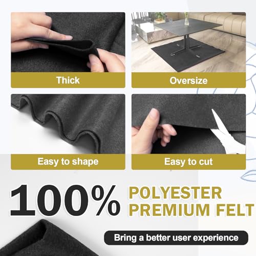 Image of XSEINO Black Large Felt Fabric 36 inch X 36 inch(1 Square Yard), 1.4 mm Thick Soft Felt Fabric Sheet for Crafts, Black Series Colors Soft Nonwoven Fabric, Fit for Decoration, Sewing, DIY Crafts