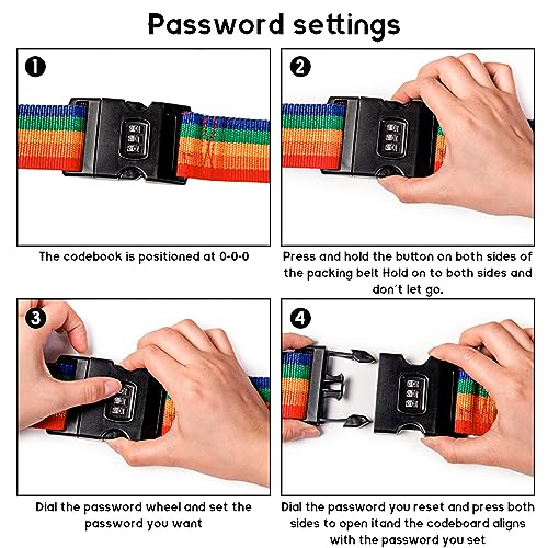 Image of Luggage Straps with Combination Lock Adjustable Non-Slip Cross Strap for 20-34 inch Suitcases Travel Suitcase Belt