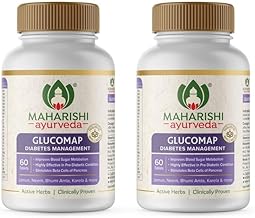 Maharishi Ayurveda Glucomap For Diabetes Management | With Jamun, Karela, Neem, Arjuna | Help Control Blood Sugar Levels| Natural Glucose Regulator | Metabolism | 60 Tablets Pack Of 2