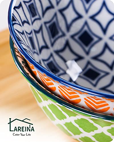 Lareina Porcelain Small Bowls, 4.75 Inch Colorful Ice Cream Bowls, 10 Fluid Ounce (1.25 Cup) Cute Snack Bowls For Dessert, Rice, Yoghurt, Salsa, Condiments, Side Dishes, Set Of 6 #TOP3