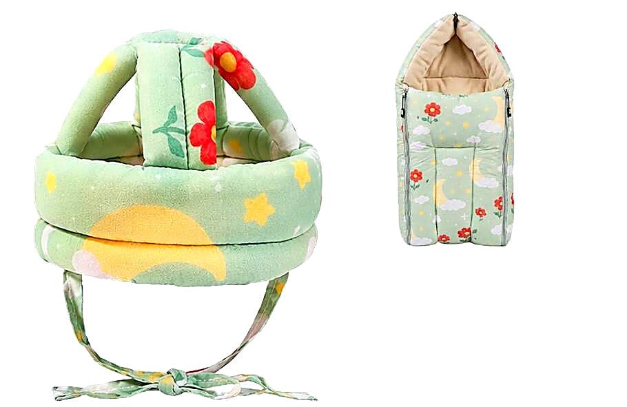 Finch Gold Baby Safety Helmet with Sleeping Bag Combo Set | Newborn Infant Head Protection Accessory & Soft Sleep Bag | Comfortable Baby Care Essentials for Boys and Girls-image-35