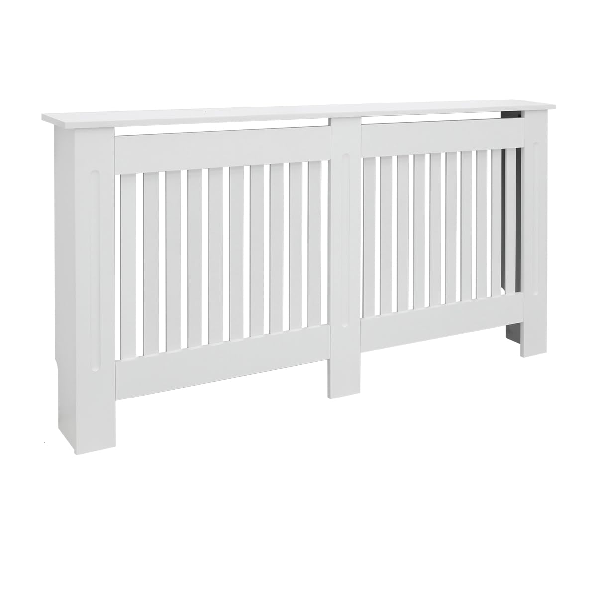 ECD Germany Heizkörperverkleidung Landhausstil 152x19x82 cm Weiß aus MDF lackiert für Schlafzimmer Wohnzimmer Heizungsverkleidung Heizkörperabdeckung Heizungsabdeckung Heizung Heizkörper Abdeckung