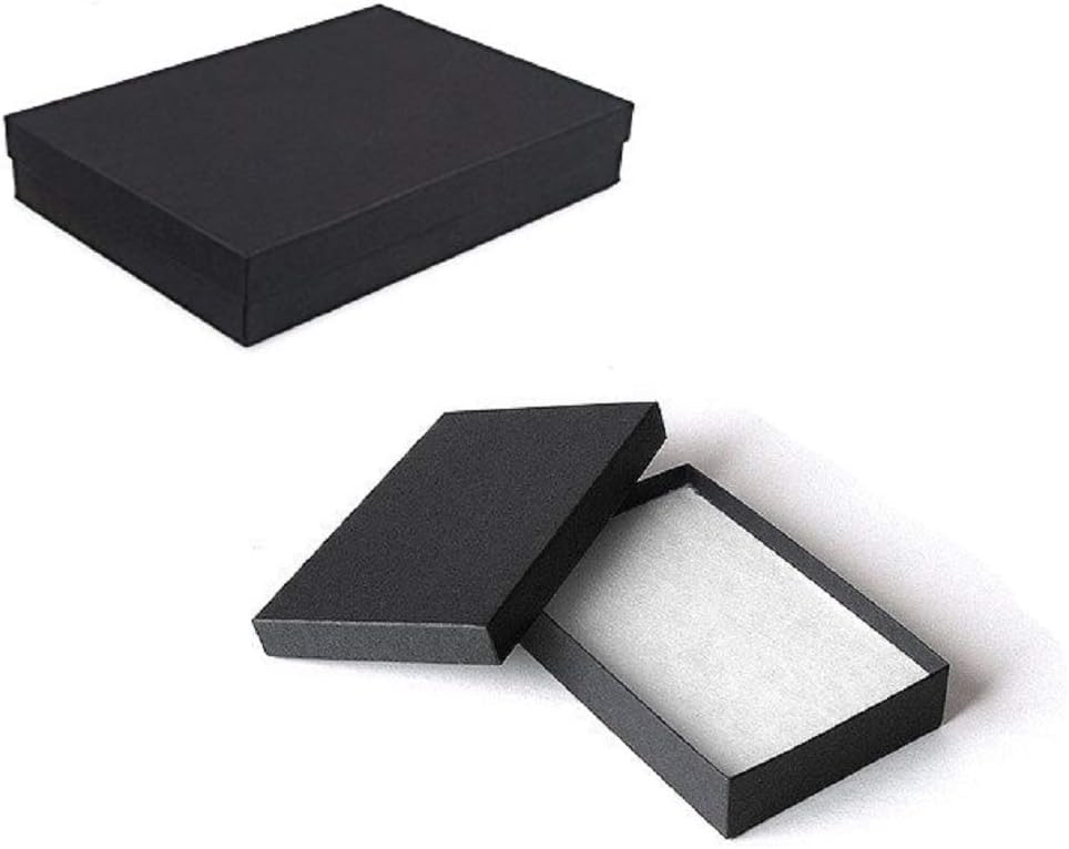 RJ Displays 10 Pack Cotton Filled Matte Black Jewelry Gift Boxes, Cardboard Jewelry Packaging Boxes for Necklaces, Bracelets and Watches, Retail Display Gift Boxes Size 7 x 5 x 1-1/8 Inch