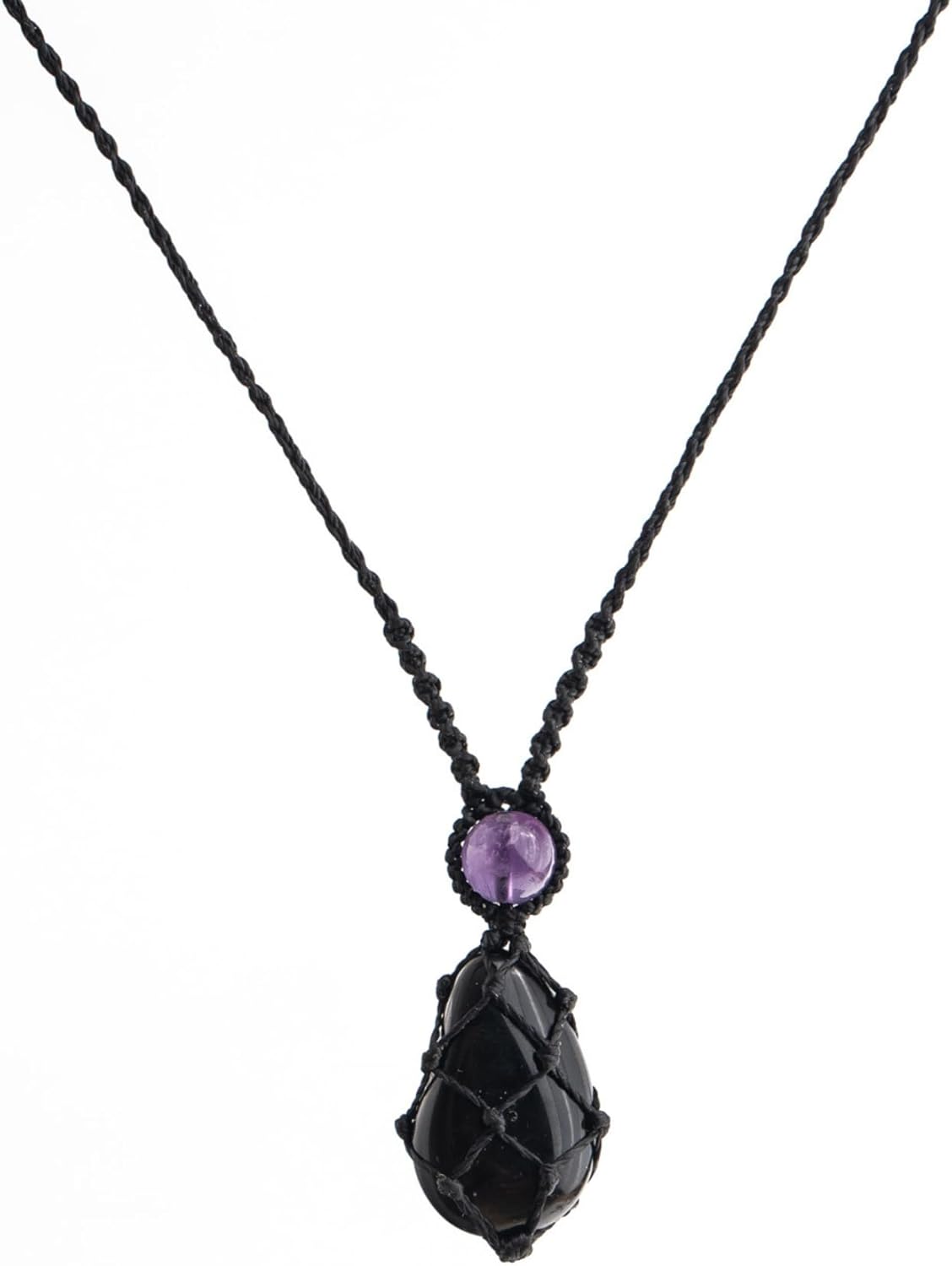 Black Obsidian stone Necklace – Adjustable Natural Crystal Pendant Jewelry for Men and Women - Image 3