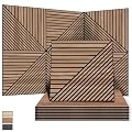 WoveN SounD Artisan Acoustic Wall Panels, 23.6x23.6 Inch 8 Pack, PVC Wood Grain Sound Proof Wall Decor, Self-Adhesive for Home, Studio, Office & Focus Zones, Linear Array Prismatic Shadows, Teak