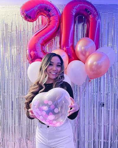 Image of Hot Pink Number 2 Balloon 40 Inch, 2nd Birthday Decoration, Sparkling 2 Number Balloon Party Decor