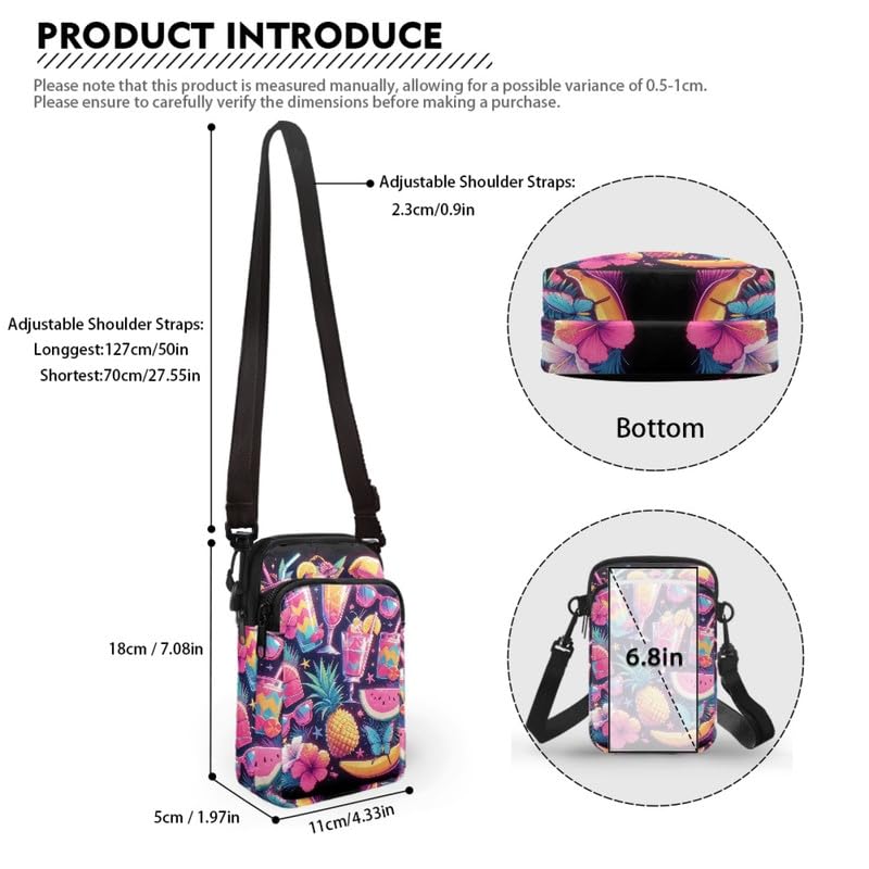 Image of Hawaiian Tribal Small Crossbody Bags for Women Cell Phone Bag Purse, Sea Turtle Zipper Sling Purses Shoulder Bag