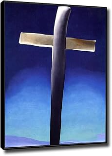 Grey Cross with Blue by Georgia O'keeffe-Famous Paintings Wall Artwork-Reproduction Giclee Canvas Prints-Landscape Picture on Canvas Wall Art for Bedroom Decor60x90cm(24x35in) black frame