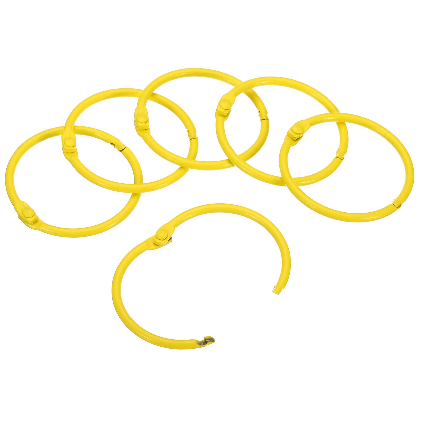 PATIKIL 1.8" OD 1.5" ID Loose Leaf Rings, 10 Pack Binder Ring Book Rings Steel for Paper DIY Scrapbook Notebook Photo Album, Yellow