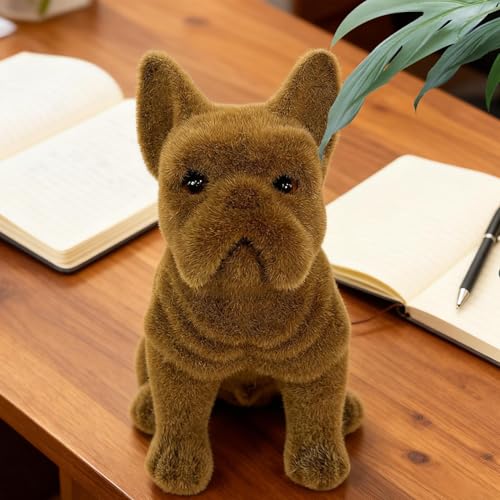 Figurine de bouledogue français flockée pour décoration de table