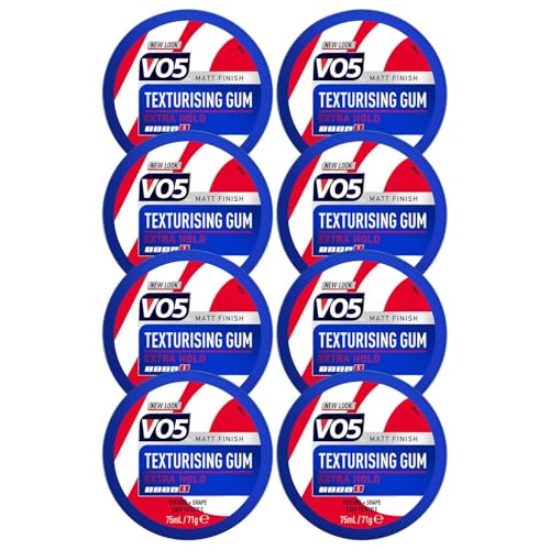 VO5 Texturising Gum with Extra Firm Hold for Natural & Stylish Look for Men Offers an All-day Hold and Ideal for Extreme Styling, Smoothing, Separating, and Texturizing, 75ml (Buy 8)