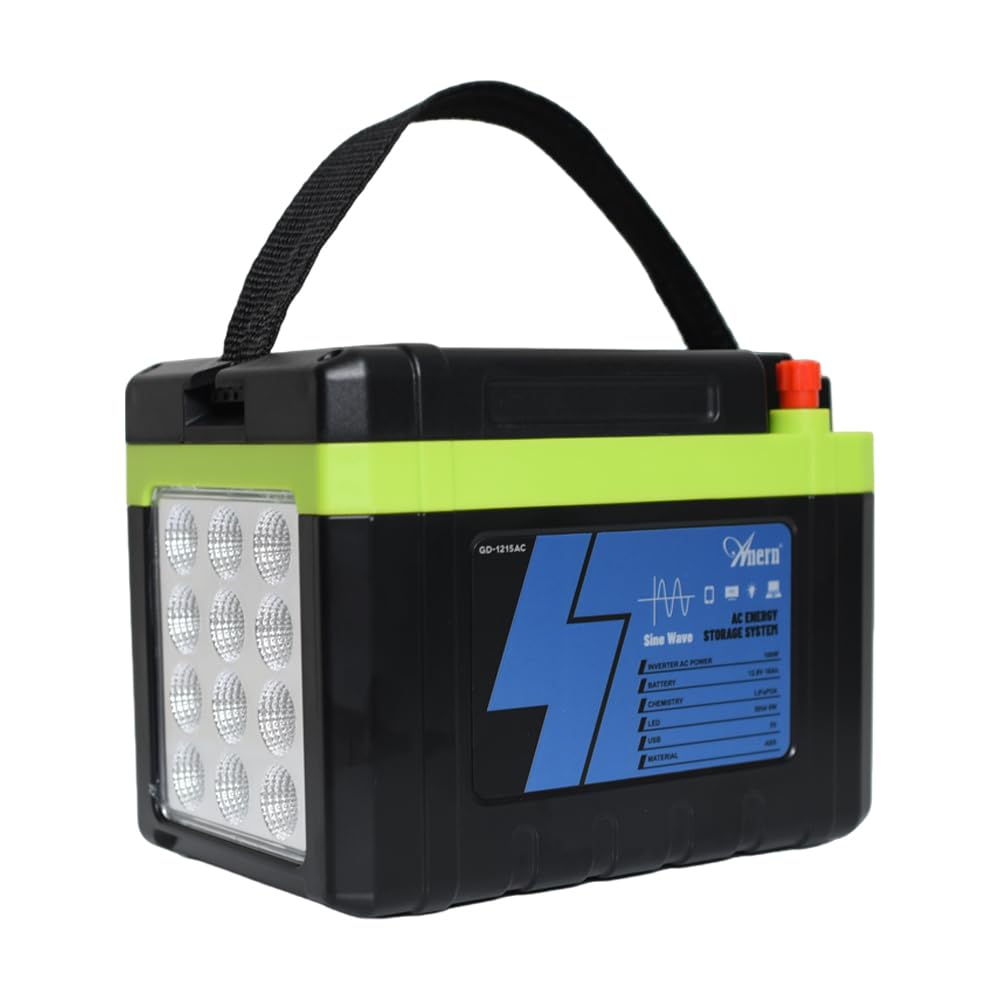 Anern 192Wh Power station portatile, con lampada LED da campeggio, include 2 lampadine illuminanti, batteria LiFePO4, uscita 230V AC/DC/USB, adatta per campeggio, attività all'aperto e emergenze.
