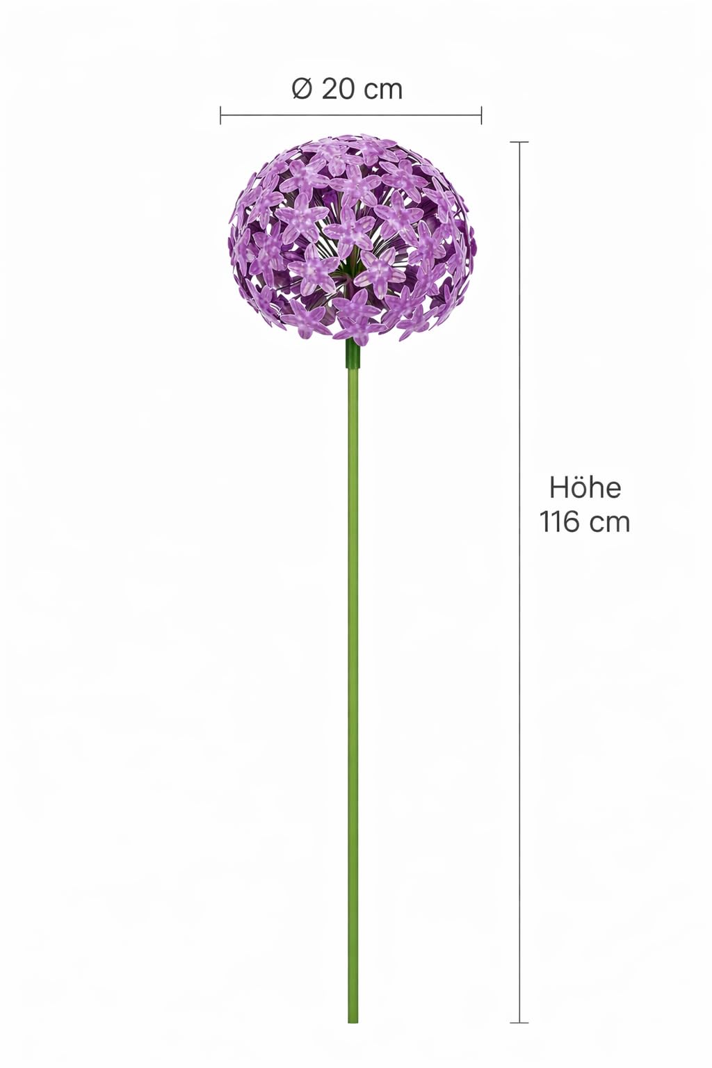 Allium Stick ArtFerro Purple – Metall-Gartenstecker lila, Ø16x16cm H111cm & Ø20x20cm H116cm 2er Set – Wetterfeste Gartendeko für Garten, Terrasse & Balkon