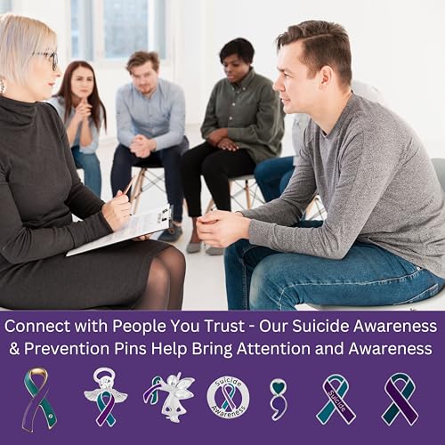 Image of Suicide Awareness and Prevention Pin - Bulk Packs - Variety Pack of Teal & Purple Ribbon Pin Perfect for Support Groups, Gift-Giving and Fundraising