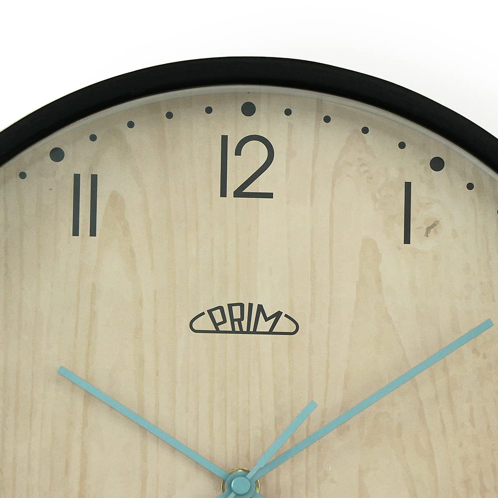 PRIM Wanduhr (Schwarz&helles Holz)
