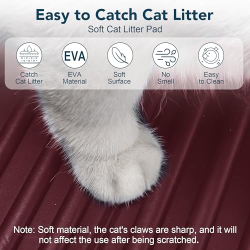 UPSKY Large Cat Litter Mat 31" x 24 Waterproof and Washable, Soft on Paws | Litter Catcher Pad, Cat Litter Trapping Mat, Scatter Control, Fits Most Litter Boxes, Use for Dogs & Cats, Red - Image 6