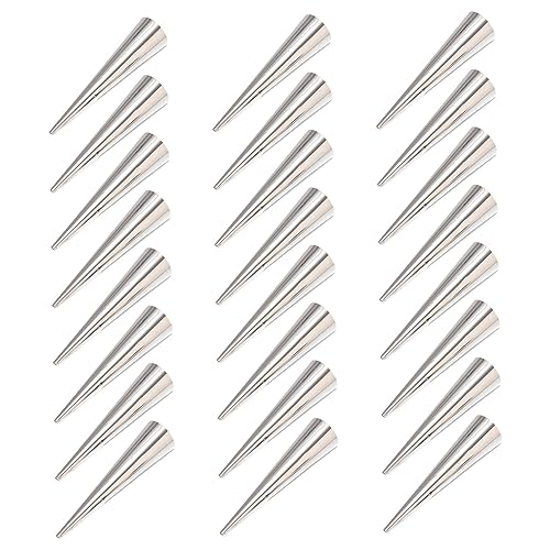COLLBATH 24PCS Stainless Steel Cannoli Molds Conical Pastry Roll Horns for Baking Croissant and Dessert Decoration Reusable Kitchen Tool for Sweet and Savory Treats