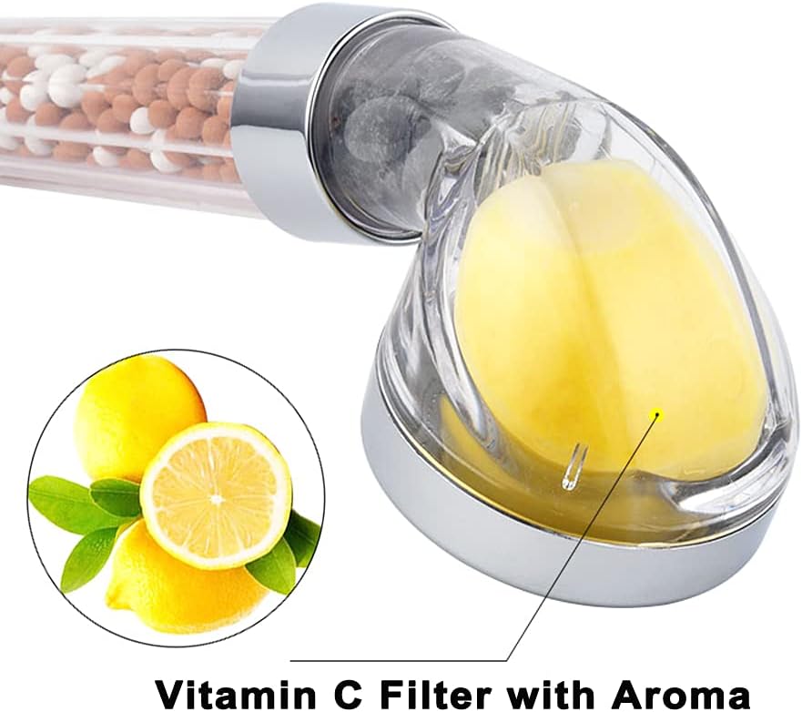 AYI Vitamin C Filtered High Pressure Handheld Shower Head with Bracket and Metal Hose Purifying Hard Water Softener Chlorine Flouride Filter Aroma Showerhead Fresh Dry Skin & Hair Loss