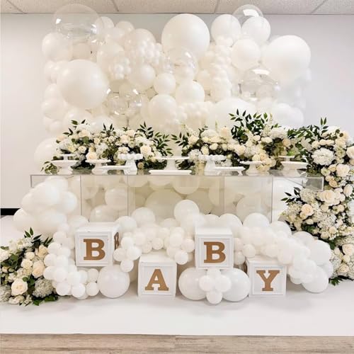 Image of 108Pcs Double Stuffed White Balloon Garland Arch Kit
