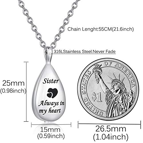 GLDZ Cremation Urn Necklace for Ashes Urn Jewelry Always in My Heart Memorial Pendant with Fill Kit2