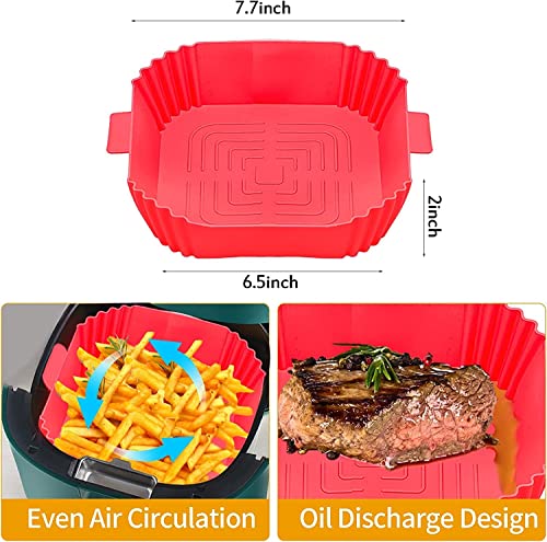Image of Silicone Air Fryer Liners Reusable Food Safe Oven Accessories Parchment Paper, Square Silicone Baking Tray Pots Basket Heat Resistant (3 Count)