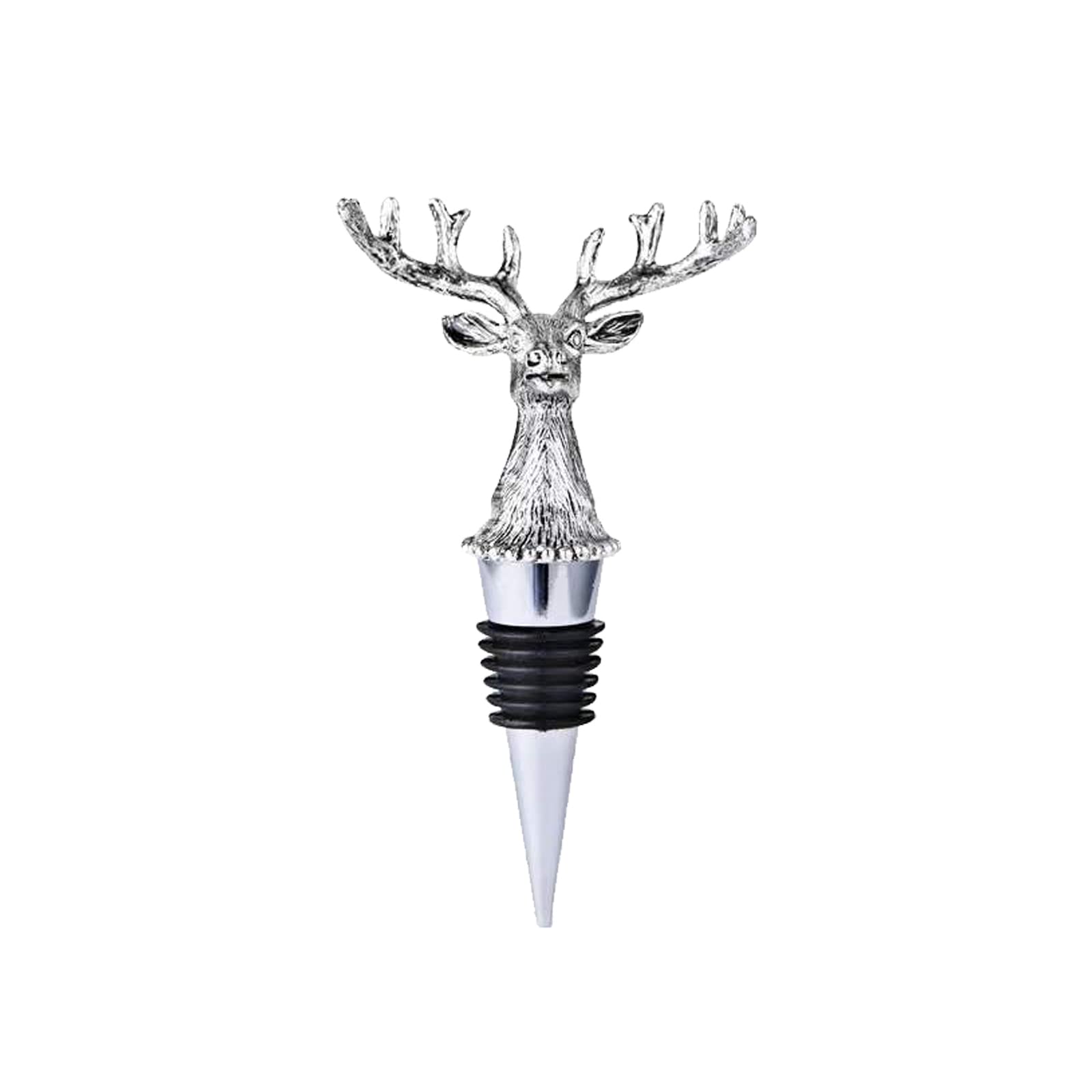 Boosichuangw Silver Elk Deer Head Wine Bottle Stopper Rustic Country Style Animal Bottle Plug Wine Corks Plug For Wine Champagne Beer