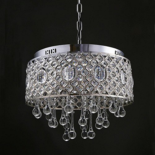 Plafonnier en cristal de luxe et suspension en métal chromé chic