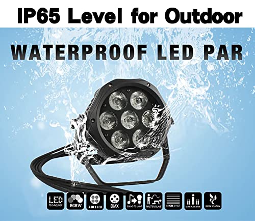 Shehds Ip65 Waterproof Stage Lights Led 7X18W Rgbwa+Uv Lighting Outdoor Par Lights Dmx Control Fanless Muted Upligting Party Wash Lights Strobe Dj Lights For Christmas Church Night Club Wedding Bar #TOP1