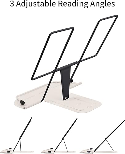 Miniatura 2 de MSDADA Soporte de metal para escritorio, soporte ajustable para libros, soporte portátil para documentos de cocina, soporte resistente para recetas,