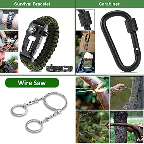 Survival Kit 15 in 1, Außen Notfall Set Survival Kit mit Rettungsdecke, Paracord Armband, Taschenlampe und weiterem Survival Ausrüstung Optimal für Wandern Camping Bushcraft Abenteuer – Bild 6