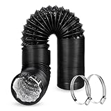 Neowah Boat Blower Hose, 3 Inch Marine Exhaust Duct, 10 Ft Black PVC, with 2 Stainless Steel Clamps, for Bilge, Engine Compartment, Head, Galley, or Dryer Vent