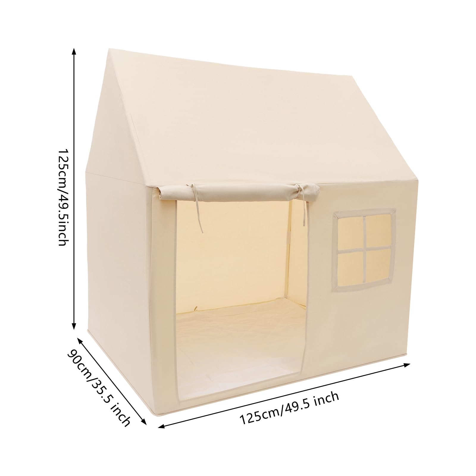 Kinderzelt Indoor mit Bodenmatte, Spielzelt Kinderzimmer, Großes Hauszelt für Kinder, Spielhaus mit Rolltür, Kuschelecke, Lesezelt, Mädchen & Jungen, Geschenk für Geburtstag und Weihnachten