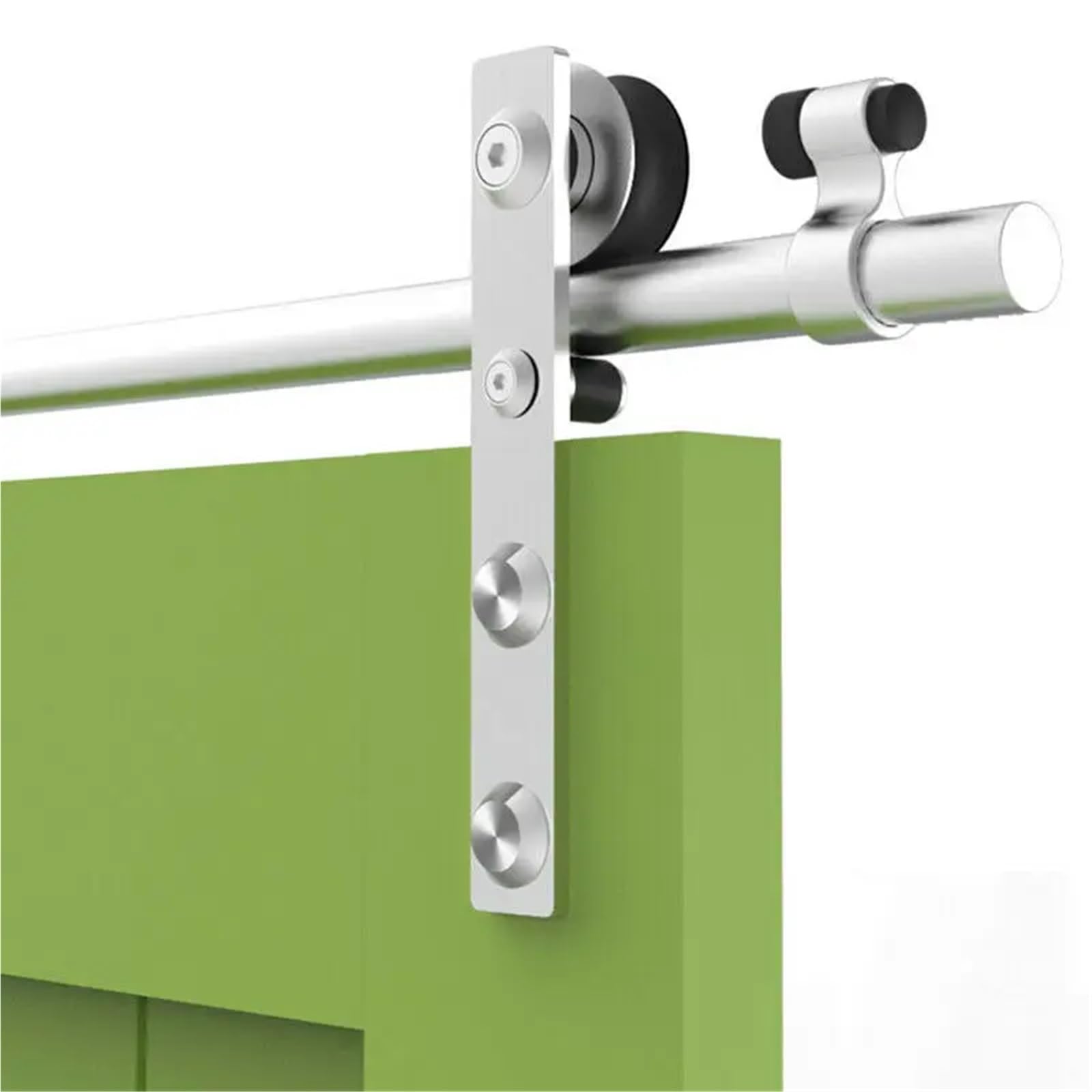 Csdasw D Flatshape 2Pcs Silver Stainless Steel Sliding Barn Wood Door Rollers Hanger Kit With Accessories (No Rail/No Doors) Smooth And Quiet(D Flatshape)