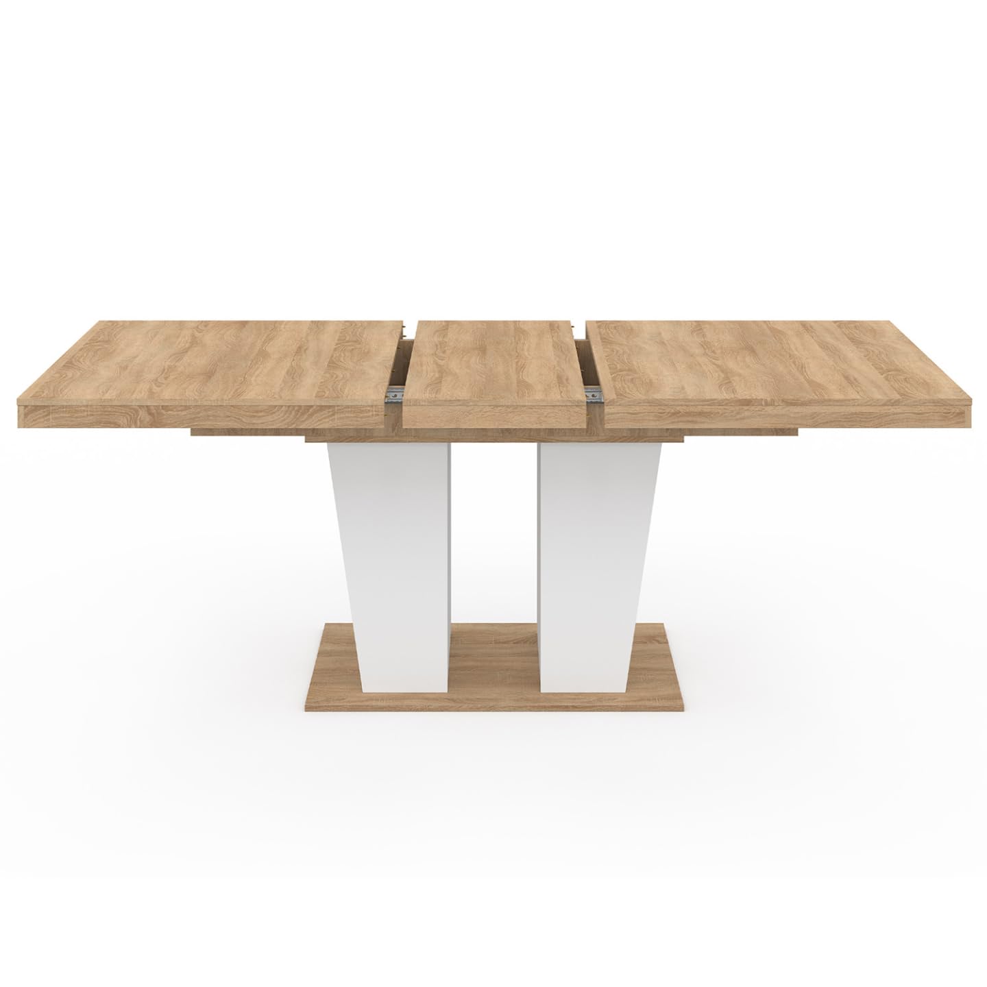 IDMarket - ELIAD mesa de comedor rectangular extensible 6-10 personas madera y blanco 160-200 cm