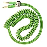 Aestivate 16ft/5m Coiled Guitar Cable Electric Instrument Cable Curly Instrument Cable Stretchable Straight to Straight Dual Straight Plugs(Green)